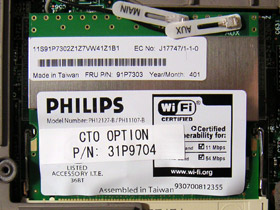無線LANのMini PCIカード